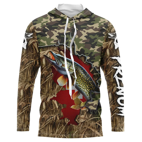 Maillot Pêche Du Brochet, Camouflage Et Drapeau Suisse, Cadeau Unique Pêcheur - CT19072209 Anti UV T-shirt à Capuche Unisexe