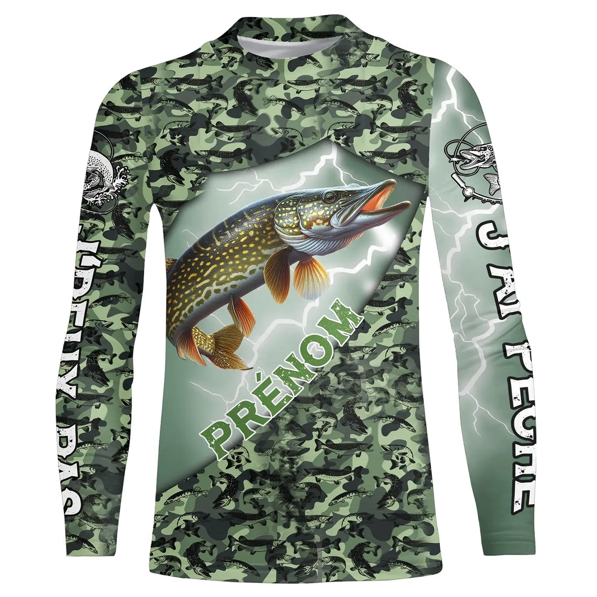 T-shirt all-over brochet humour camouflage prénom personnalisé vue dos