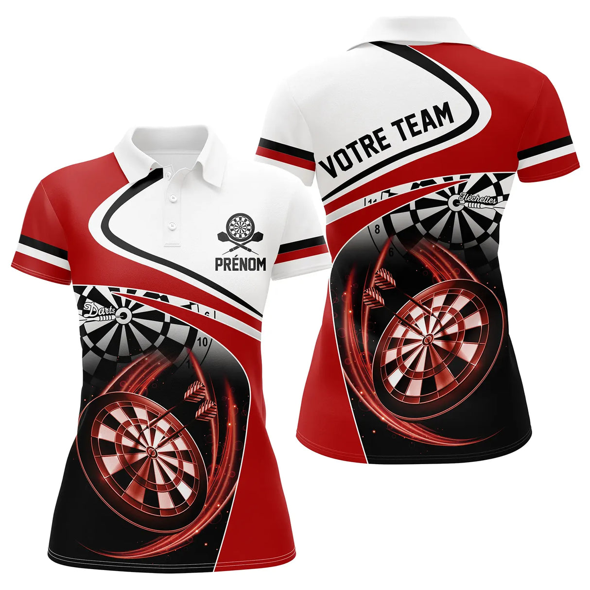 Maillot bowling personnalisé femme rouge, variante coloris pour team et club