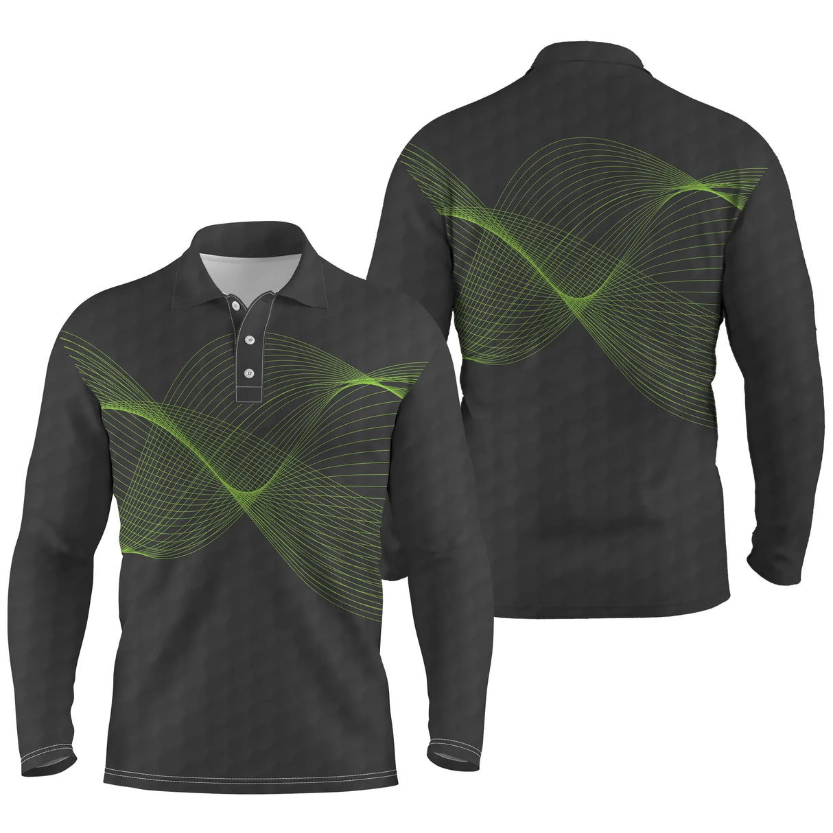 Polo manches longues golf unisexe rouge profond onde sonore lumineuse tissu respirant léger