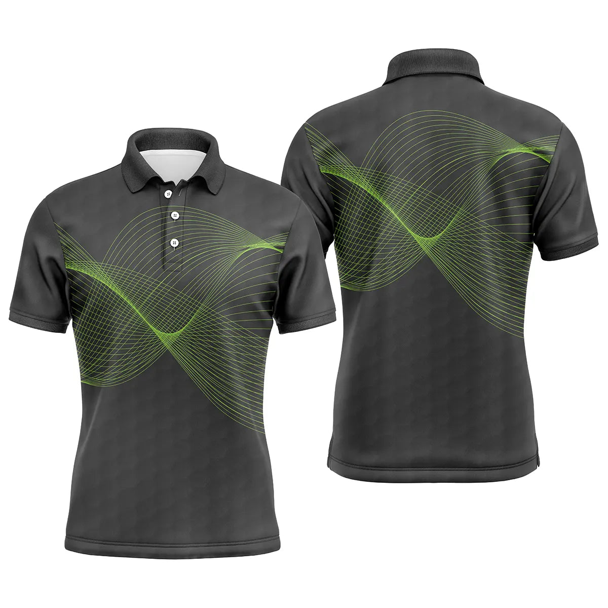 Polo golf homme rouge profond onde sonore lumineuse épaule arc dynamique devant coupe ajustée séchage rapide