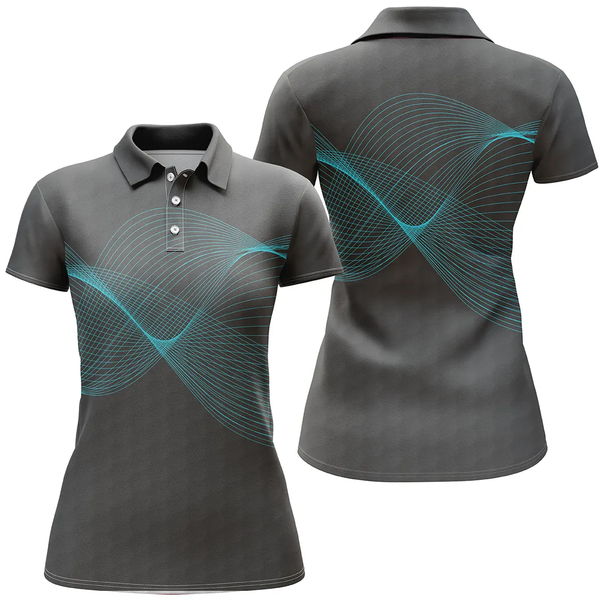Polo golf femme turquoise intense onde sonore lumineuse coupe cintrée tissu respirant léger