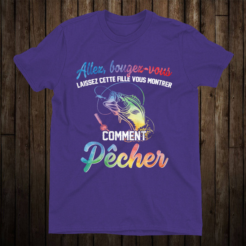 T-shirt humour pêche femme lettrage chrome vue dos