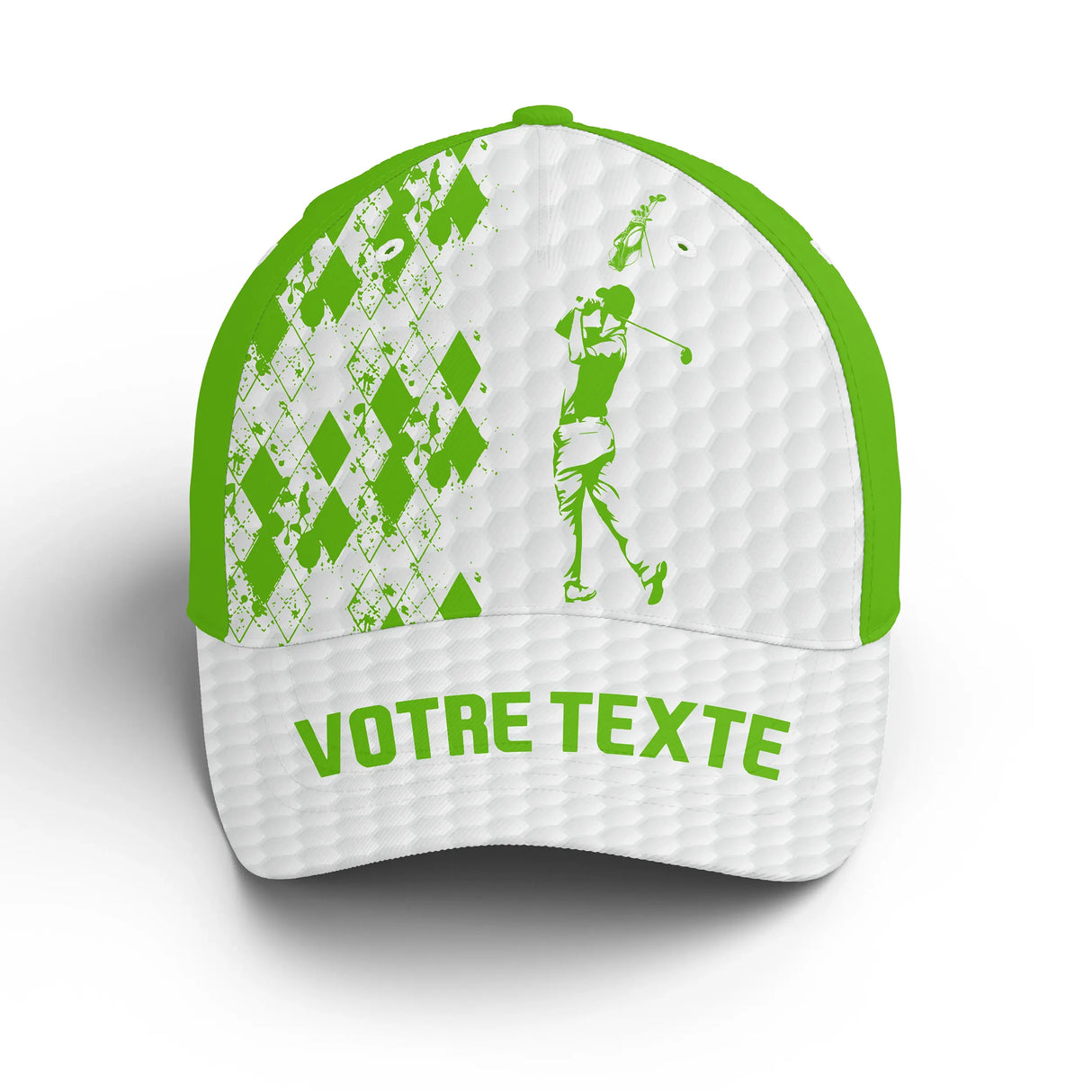 Casquette golf verte golfeuse swing dynamique texte broderie unisexe personnalisable