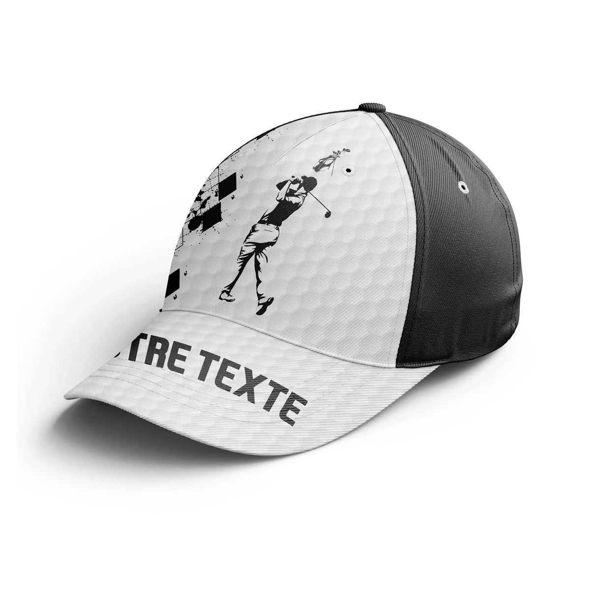 Casquette golf jaune golfeuse silhouette swing texte broderie unisexe personnalisable