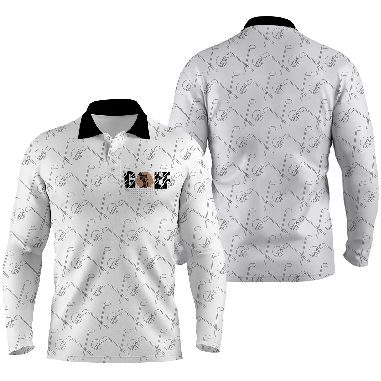 Polo golf motif cliques vue trois-quarts, design all-over et col contrastant, vêtement de sport pour golfeur licencié