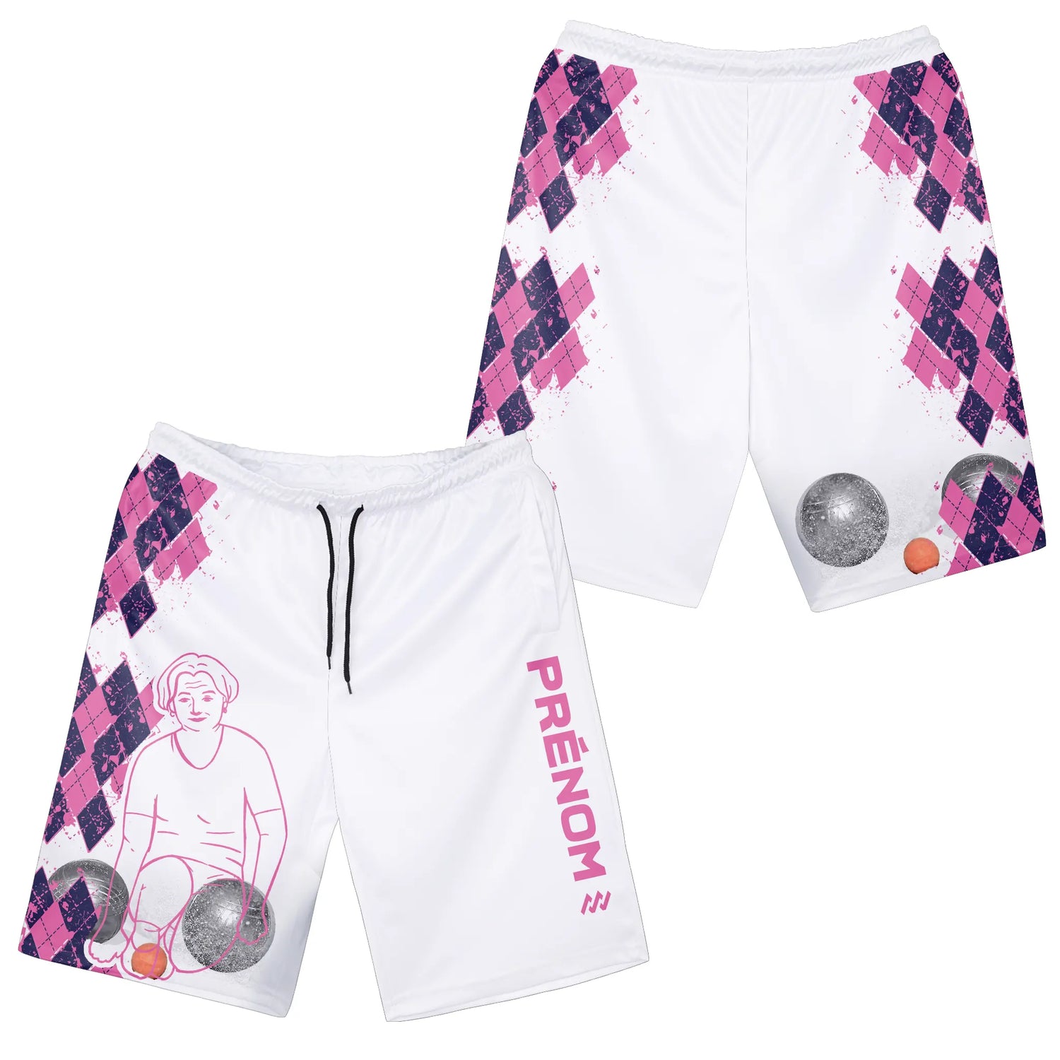 Short de Sport Pétanque Personnalisé Femme - Confortable, Léger et Style Unique | Joueuse et Boules - A170624N66 - Rose