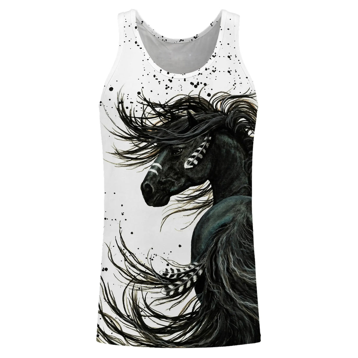 Sweat à capuche cheval passion noir et blanc cheval aquarelle coupe unisexe