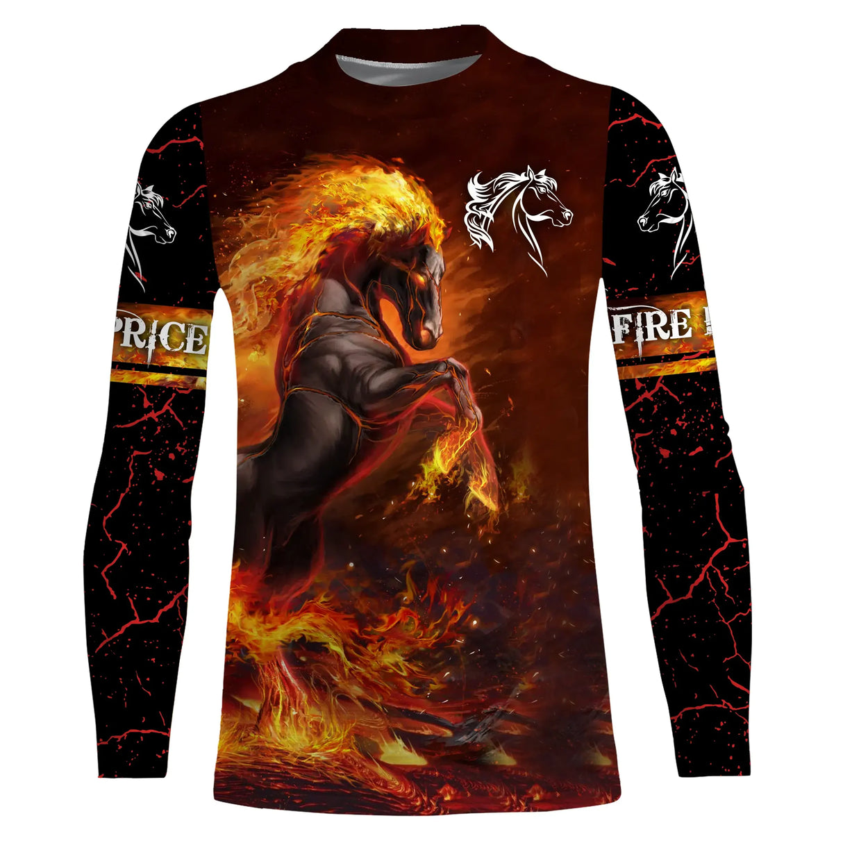 Débardeur all-over cheval de feu personnalisé rouge orange flammes cheval cabré été