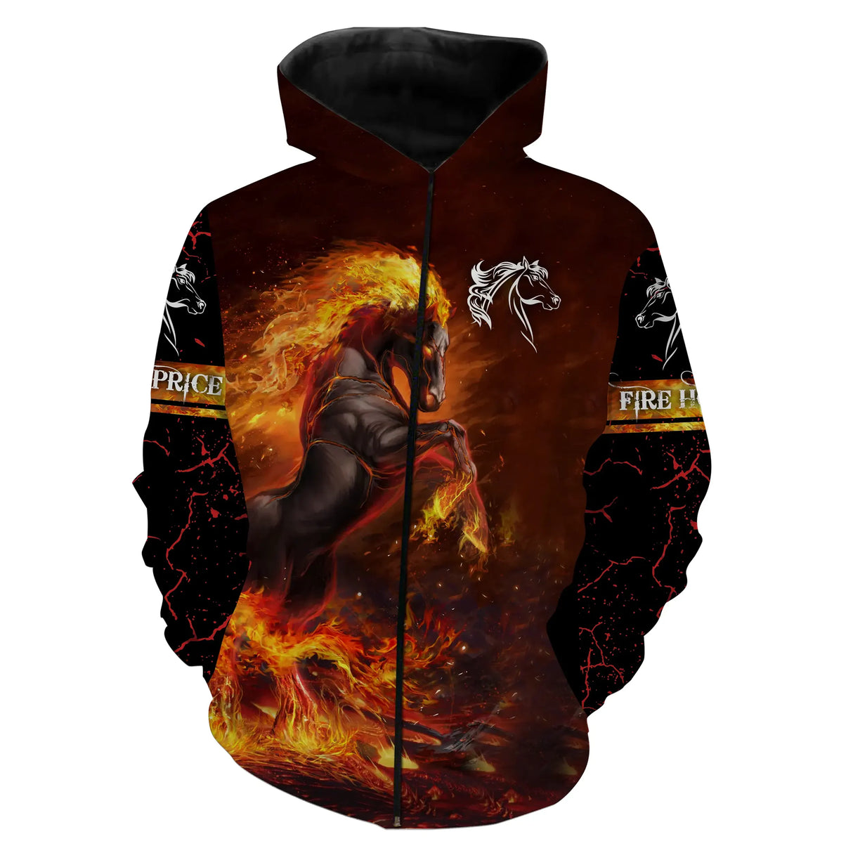 T-shirt all-over cheval de feu rouge orange personnalisé pour cavaliers fougueux