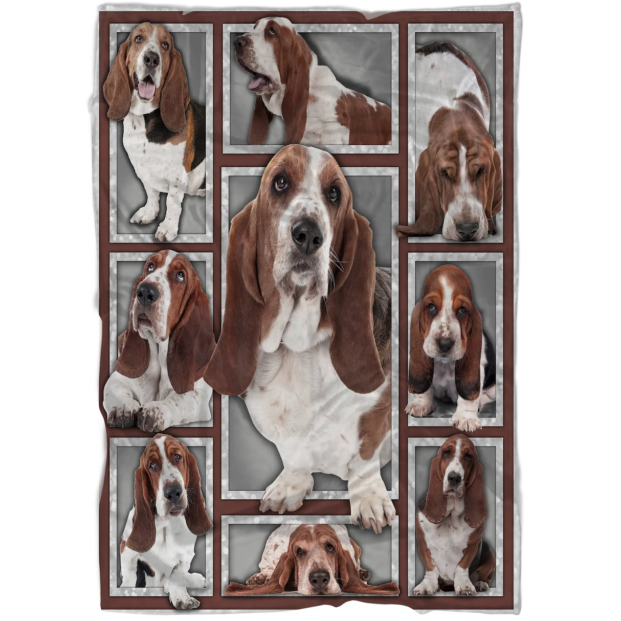 Plaid polaire Basset Hound britannique vue salon, scènes de chien royaume uni encadrées sur tissu doux