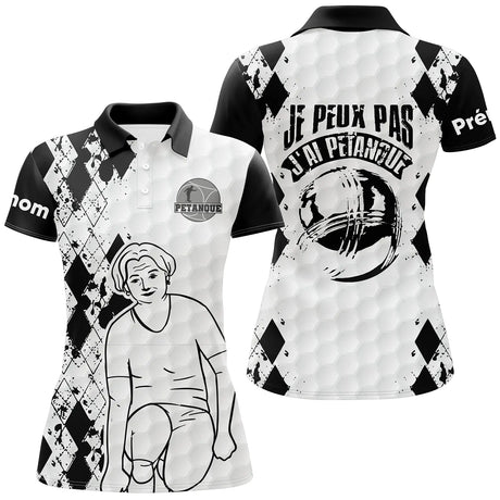 Polo Pétanque Homme Femme, Cadeau Humour Personnalisé Bouliste, J'Peux Pas J'ai Pétanque - CT22122210 Polo Femme