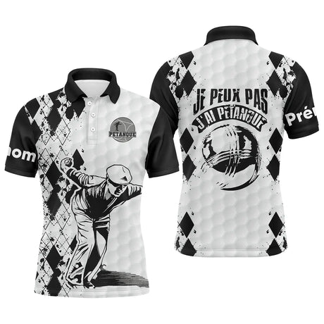 Polo Pétanque Homme Femme, Cadeau Humour Personnalisé Bouliste, J'Peux Pas J'ai Pétanque - CT22122210 Polo Homme