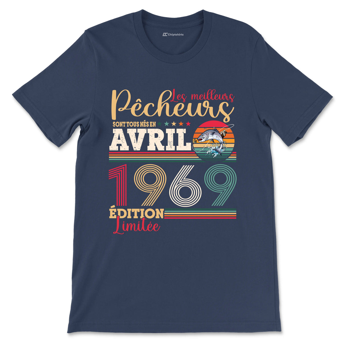 T-shirt anniversaire pêcheur noir motif vintage rétro Les meilleurs pêcheurs sont nés mois année Édition Limitée
