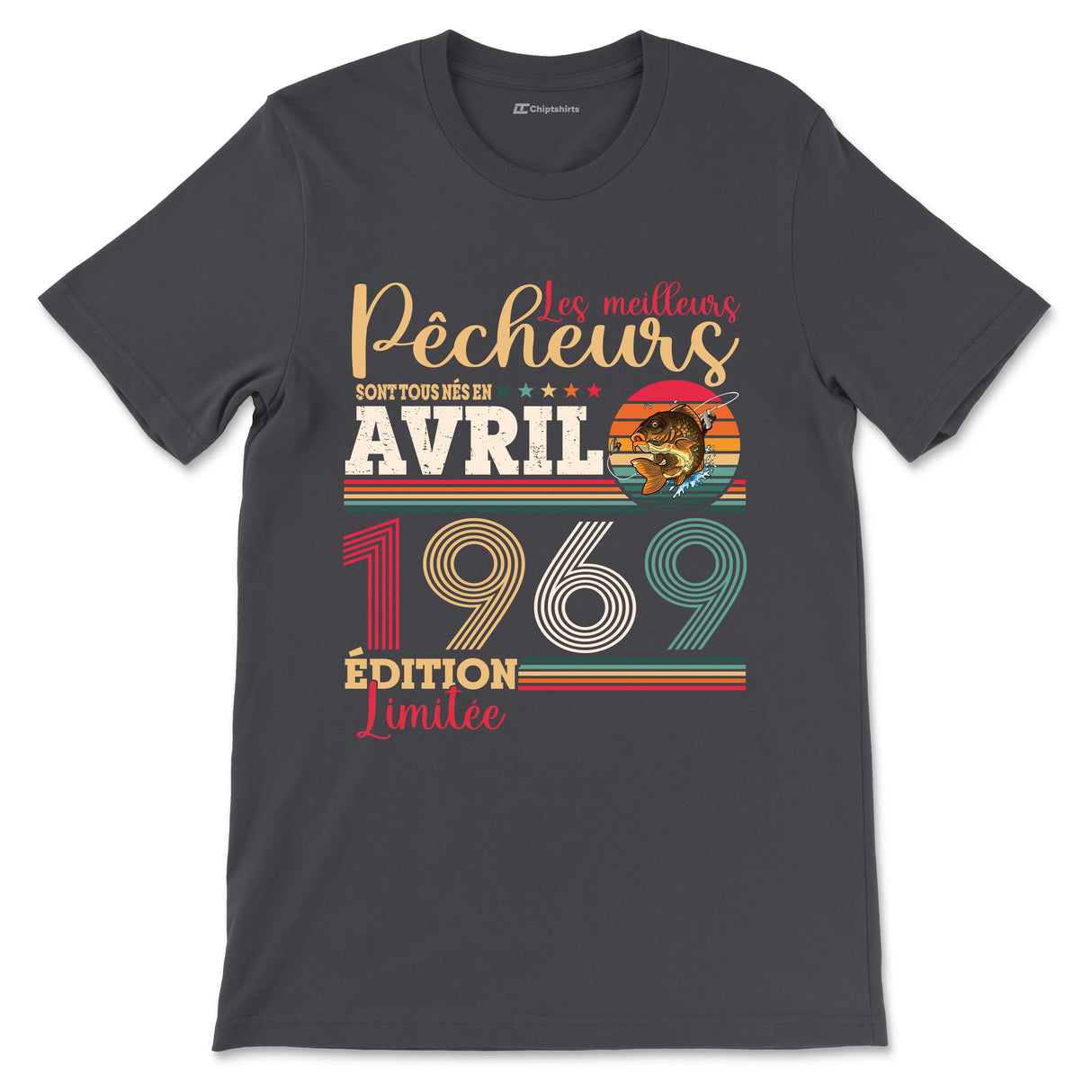 T-shirt pêcheur kaki variante avec slogan édition limitée pêcheur