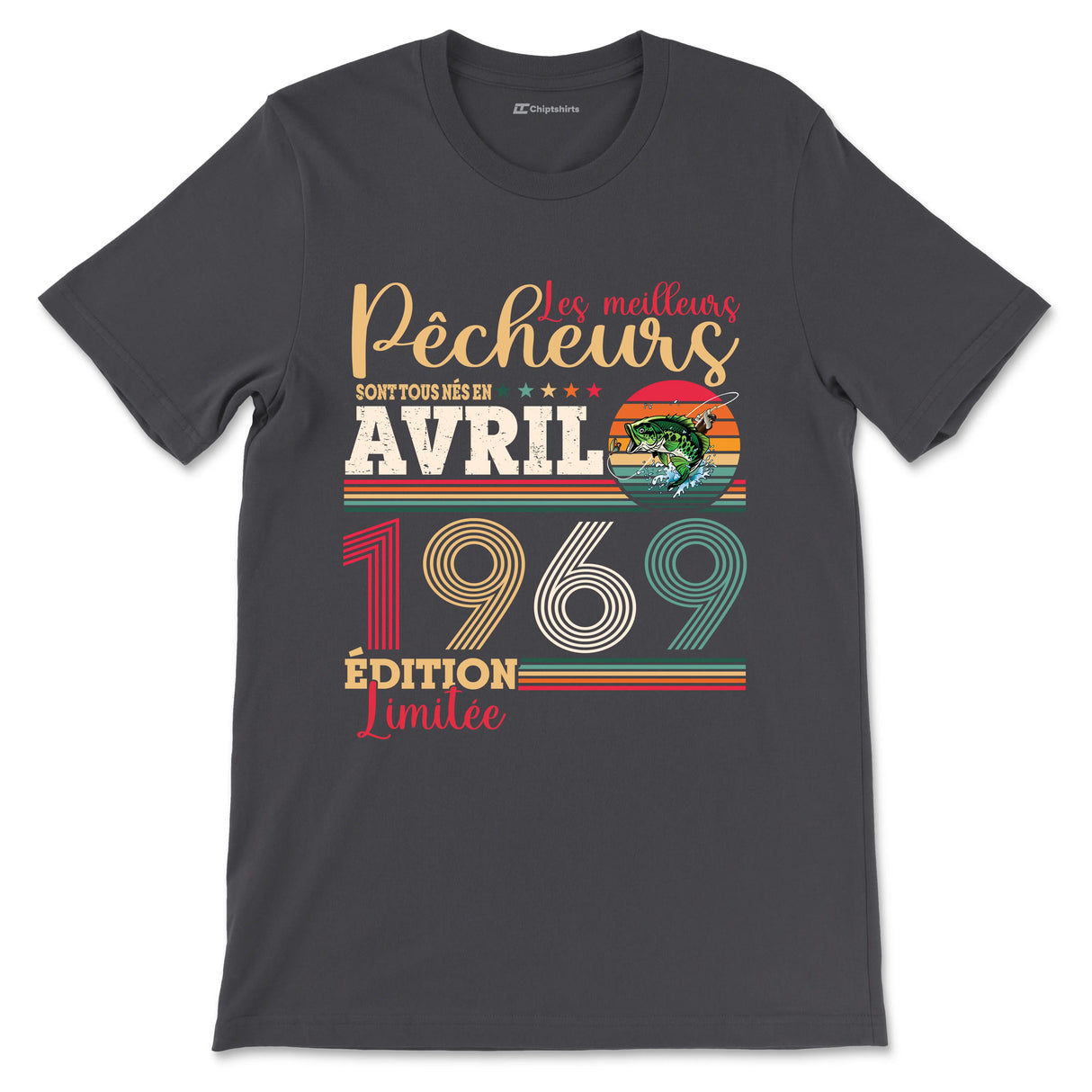 T-shirt pêcheur kaki variante avec bar édition limitée pêcheur