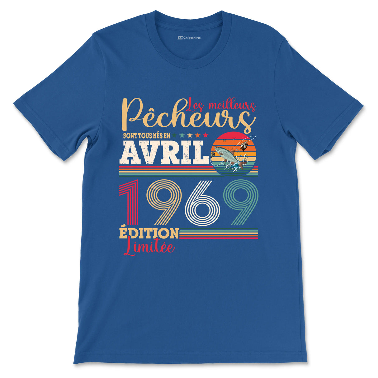 T-shirt pêcheur gris vintage avec gardon et inscription édition limitée