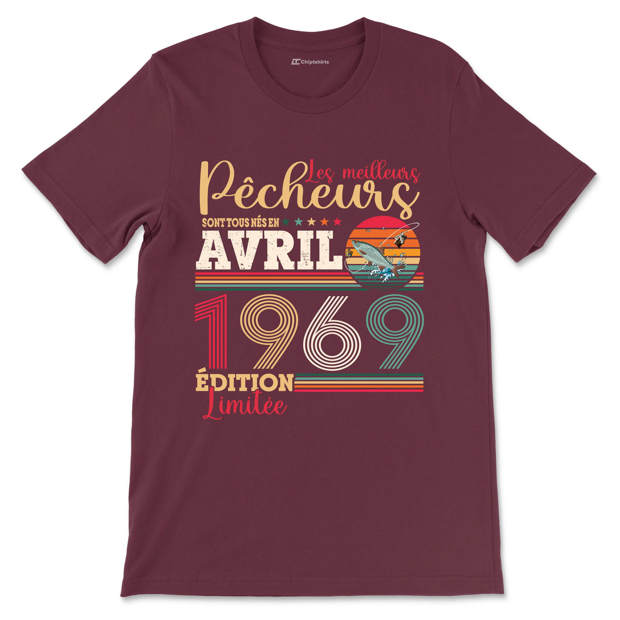 T-shirt pêcheur noir variante avec gardon et inscription pêcheurs