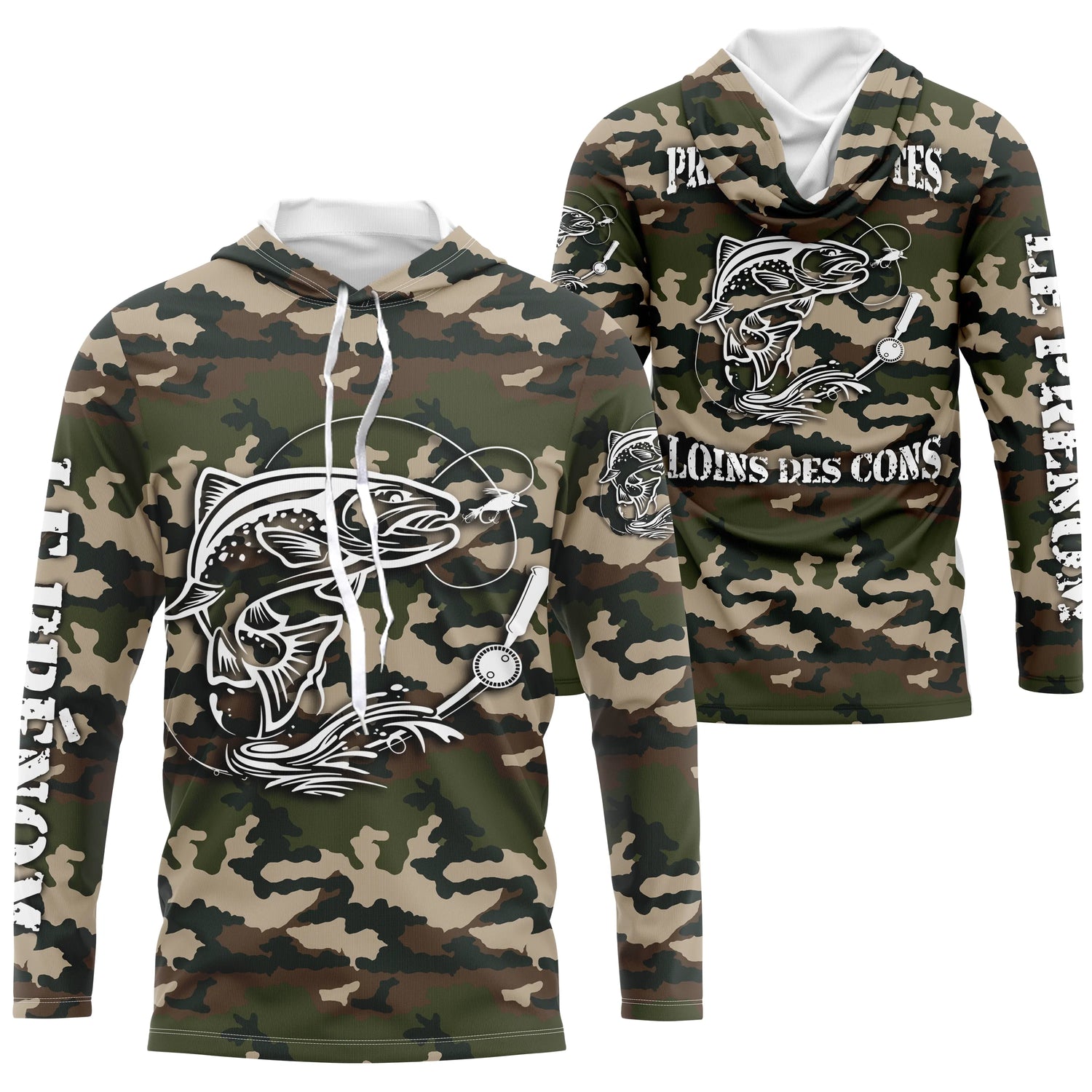 T-Shirt Camouflage Pêcheur de Truite: Cadeau Unique, Confortable et Écologique - CT26042214 T-shirt Anti UV à Capuche Unisexe