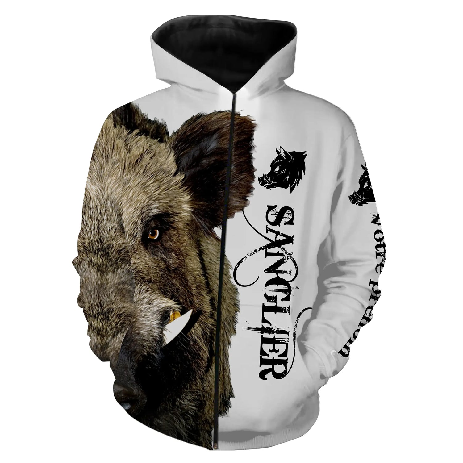 Chasse aux Sangliers, Camouflage Militaire Chasse, Cadeau Chasseurs, Tee Shirt, Sweat Ă  capuche, VĂȘtement Anti UV PersonnalisĂ© - CTS26052222 Sweat ZippĂ© All Over Unisexe