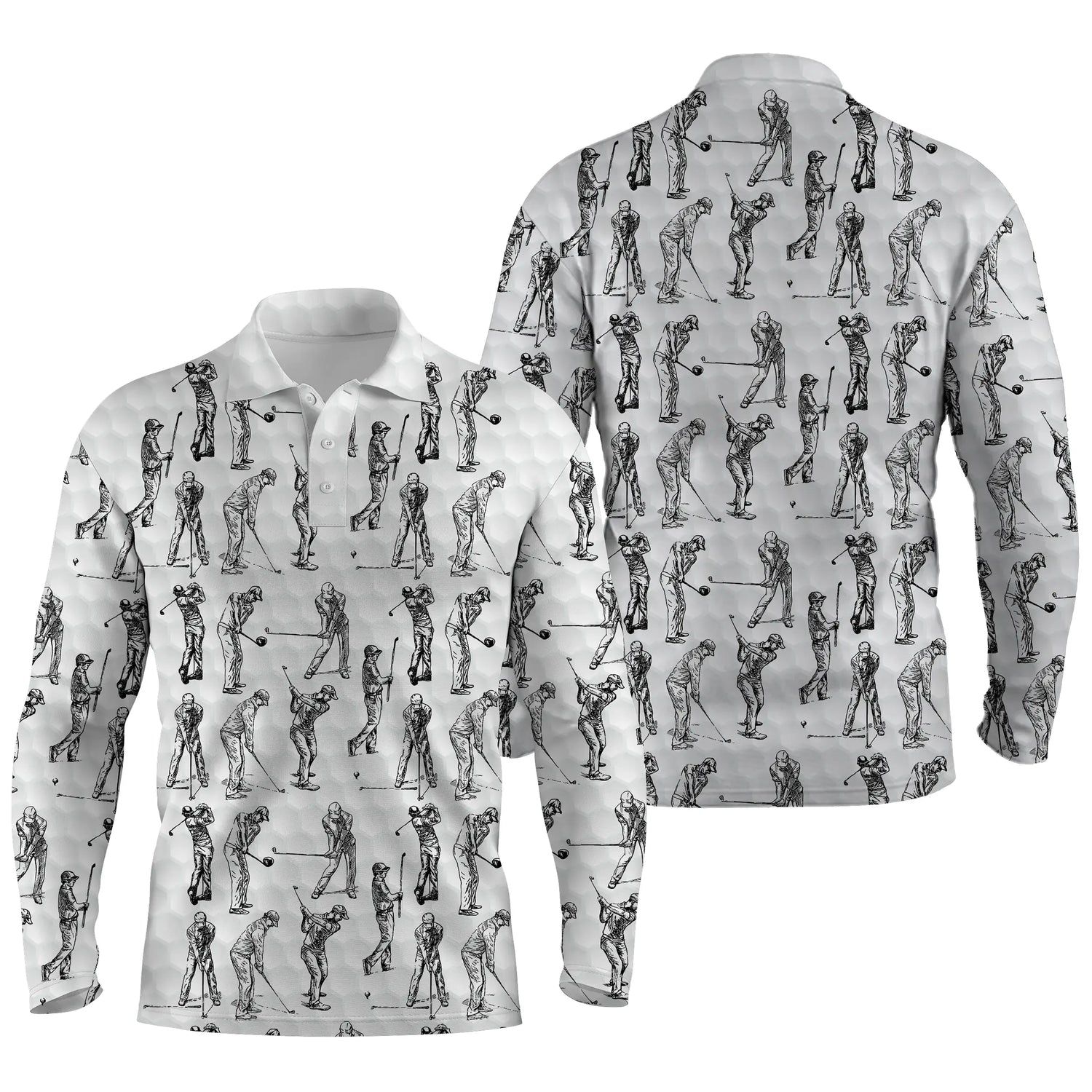 Alpenext - Polo De Golf, Cadeau Original Pour Fans De Golf, Polo de Sport Homme et Femme, Golfeur, Noir et Blanc - CTS26052231