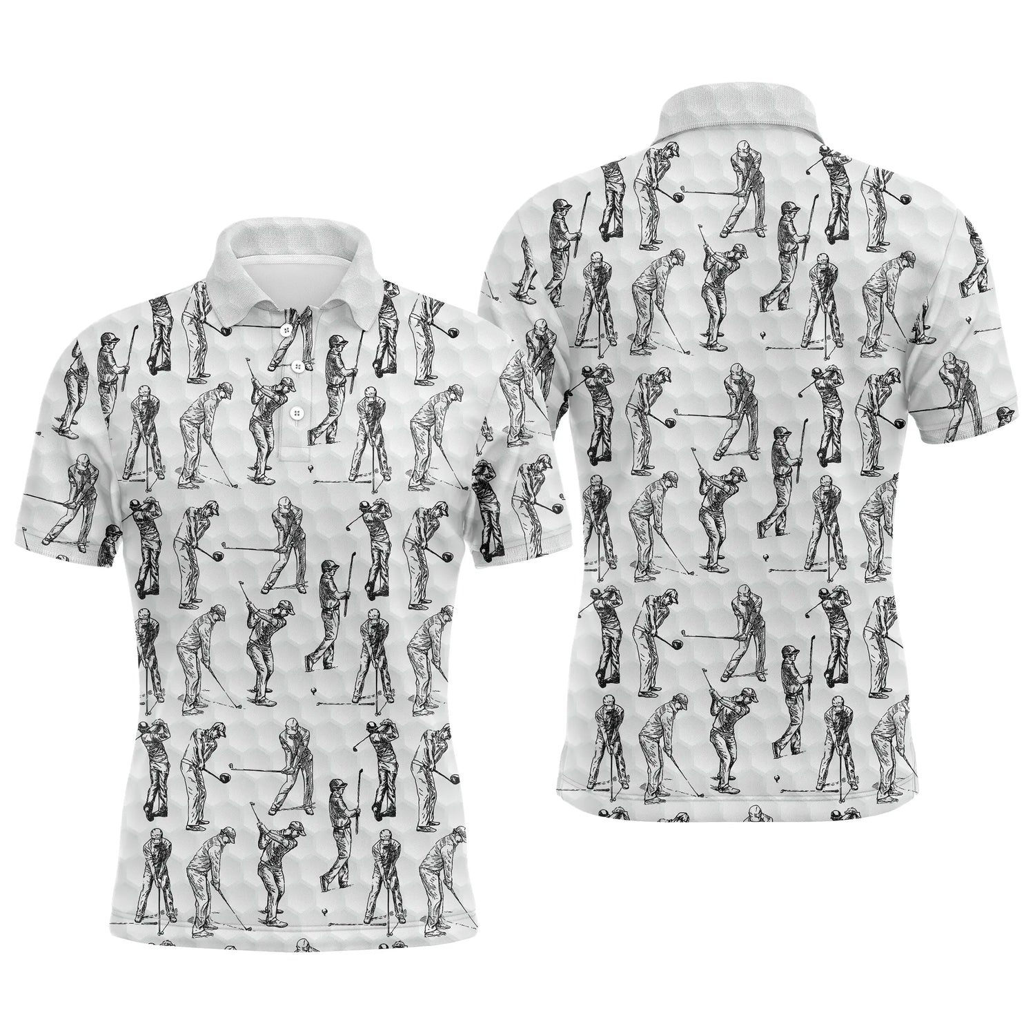 Alpenext - Polo De Golf, Cadeau Original Pour Fans De Golf, Polo de Sport Homme et Femme, Golfeur, Noir et Blanc - CTS26052231