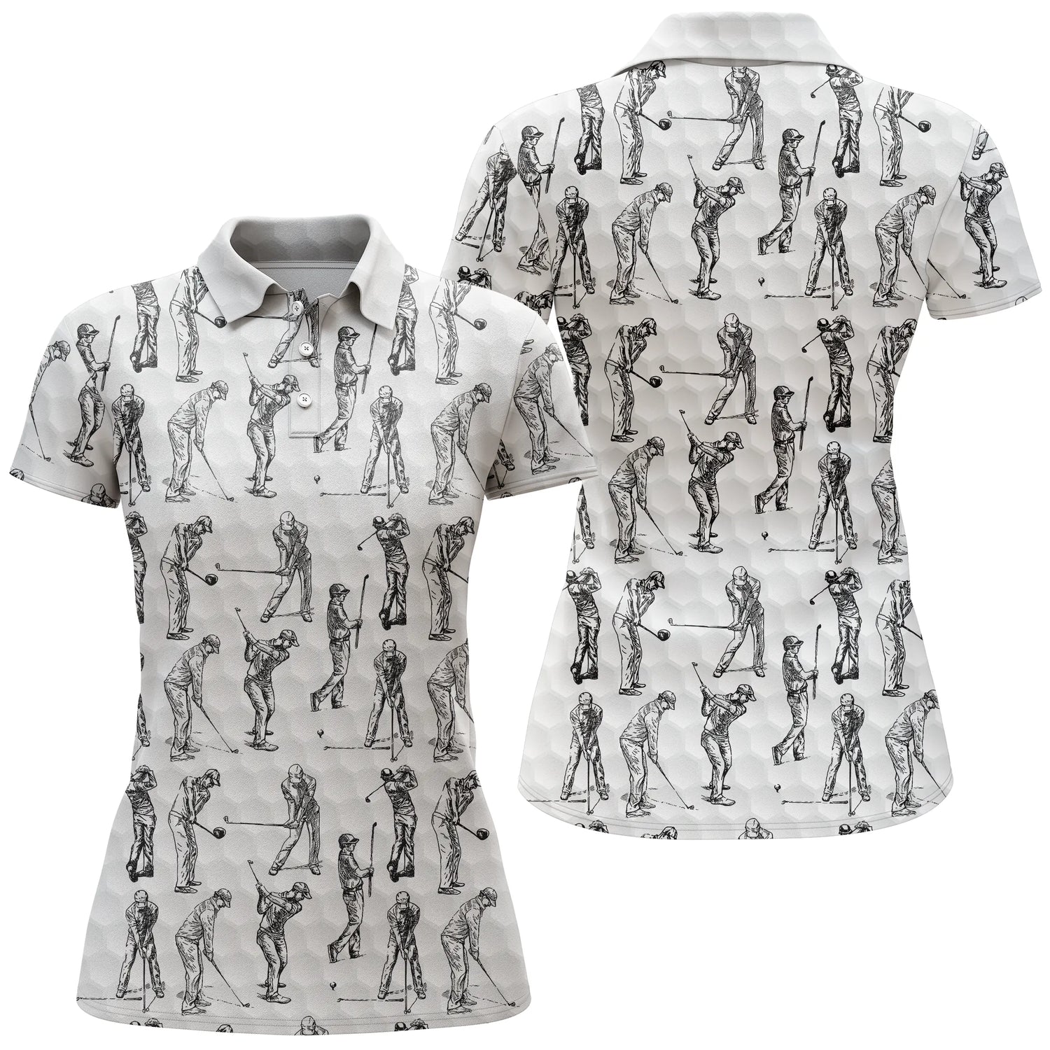 Alpenext - Polo De Golf, Cadeau Original Pour Fans De Golf, Polo de Sport Homme et Femme, Golfeur, Noir et Blanc - CTS26052231