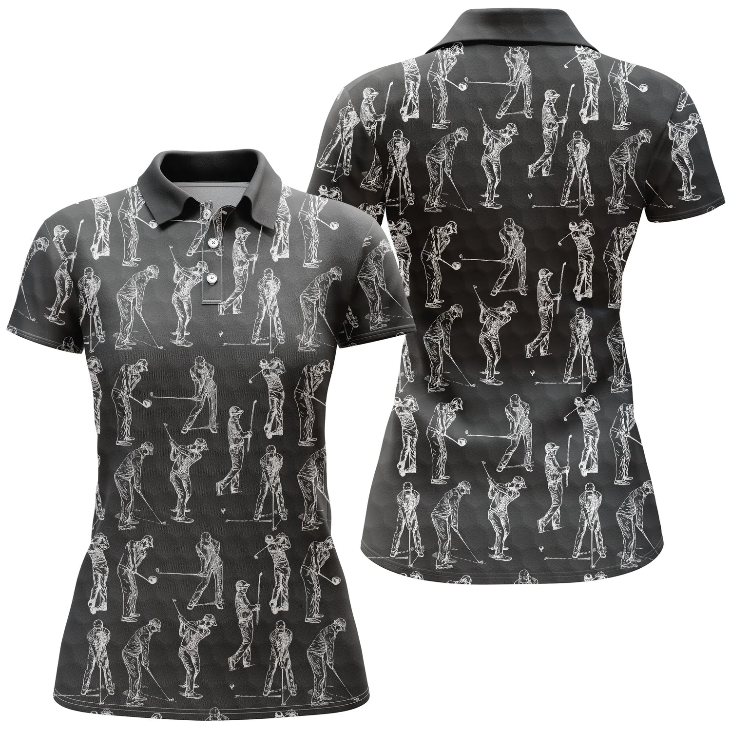 Alpenext - Polo De Golf, Cadeau Original Pour Fans De Golf, Polo de Sport Homme et Femme, Golfeur, Noir et Blanc - CTS26052231