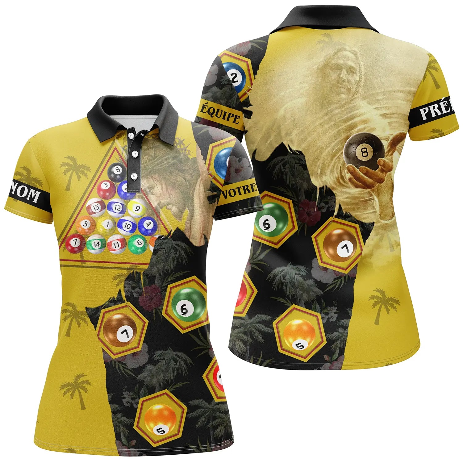 Polo Billard Personnalisé Jésus, Boule De Billard - CT27062319 Polo Femme