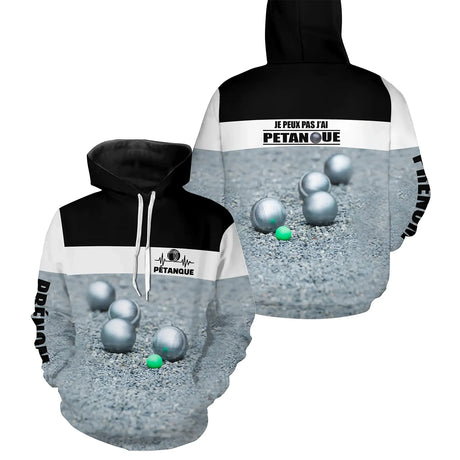 Sweat À Capuche Pétanque, Cadeau Humour Personnalisé Bouliste, Je Peux Pas J'ai Pétanque - CT28122346