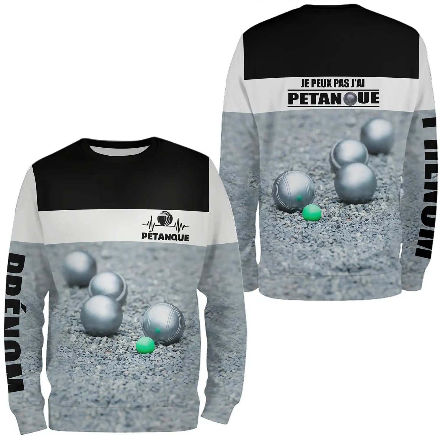 Sweat À Capuche Pétanque, Cadeau Humour Personnalisé Bouliste, Je Peux Pas J'ai Pétanque - CT28122346 - Sweater All-Over Unisexe