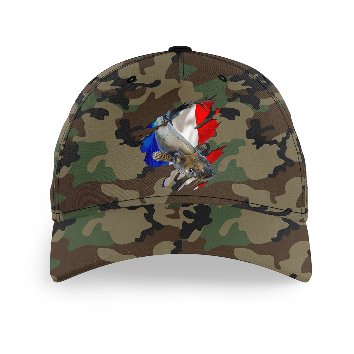 Alpenext - Casquette Pêcheur, Pêche du Silure, Cadeau Original Fans de Pêche, Motifs Camouflage, Drapeau France - CT01072218