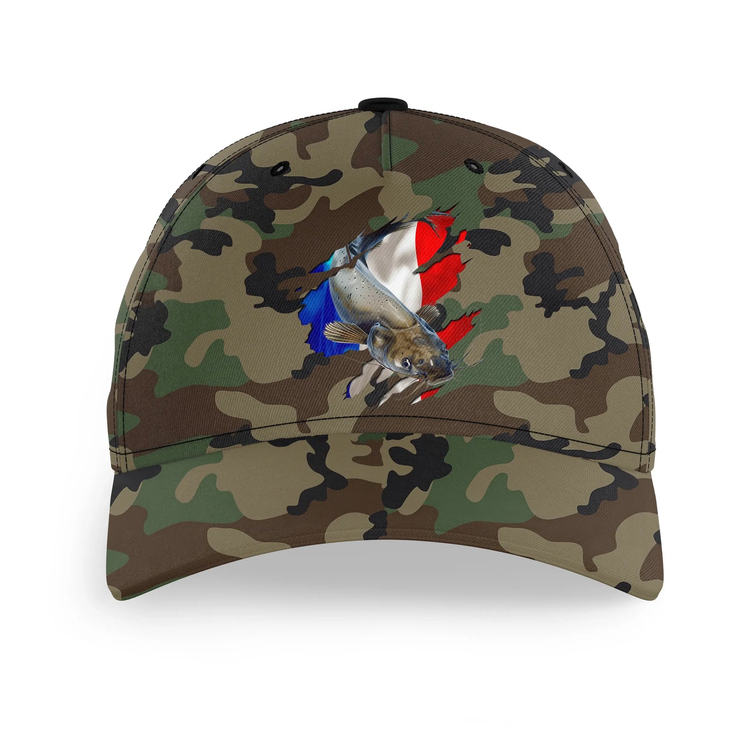 Alpenext - Casquette Pêcheur, Pêche du Silure, Cadeau Original Fans de Pêche, Motifs Camouflage, Drapeau France - CT01072218