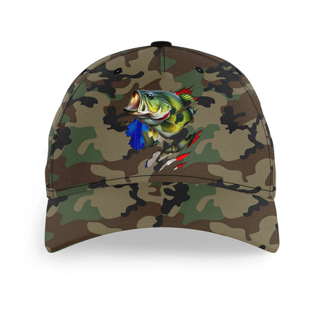Alpenext - Casquette Pêcheur, Pêche du Bar, Cadeau Original Fans de Pêche, Motifs Camouflage, Drapeau France - CT01072220 Casquette BWB 1