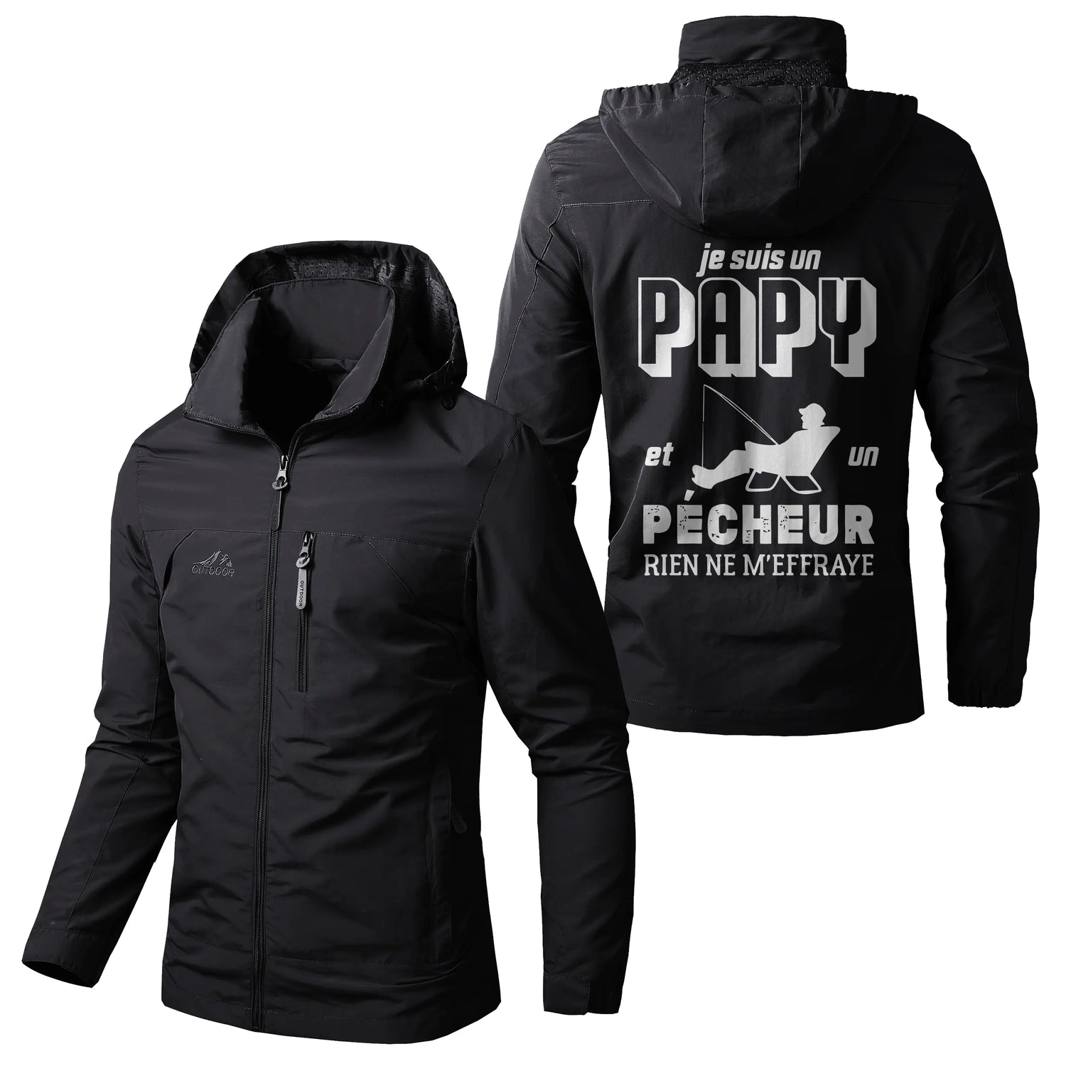 Veste Imperméable et Coupe-Vent - Je Suis Un Papy Pêcheur, Cadeau Drôle Grand-père - CT05092349 Noir