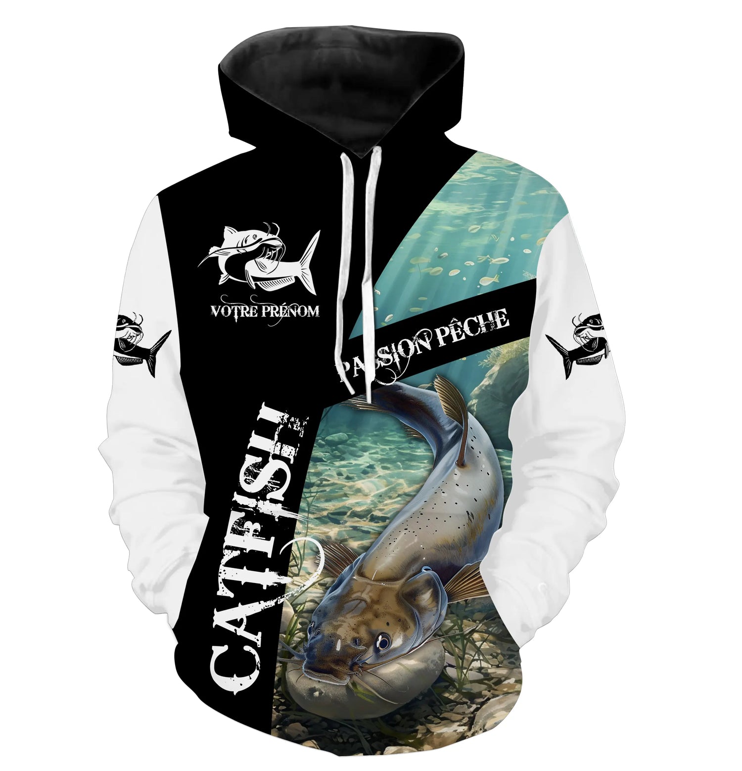 T-shirt Pêche du Silure, Catfish, Poisson de Chat, Cadeau Peronnalisé Pêcheur, Passion Pêche - CT07072208 Sweat à Capuche All Over Unisexe