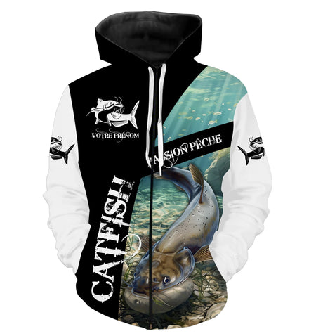 T-shirt Pêche du Silure, Catfish, Poisson de Chat, Cadeau Peronnalisé Pêcheur, Passion Pêche - CT07072208 Sweat Zippé All Over Unisexe
