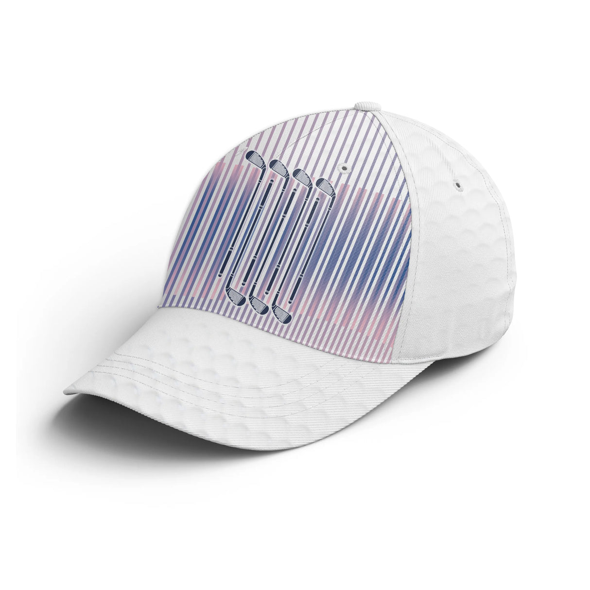 Casquette golf blanche stripes verticales multicolores design moderne minimaliste unisexe parcours