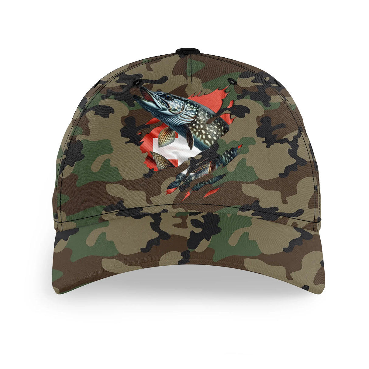 Alpenext - Casquette Pêcheur, Pêche du Brochet, Cadeau Original Fans de Pêche, Motifs Camouflage, Drapeau Suisse - CT01072217 Casquette BWB 1