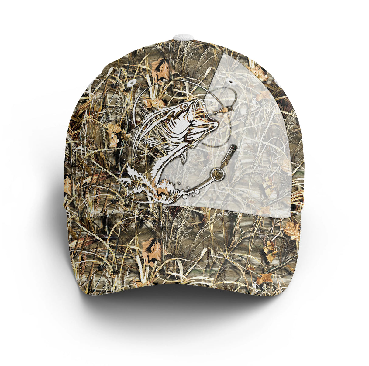Casquette bar camouflage roseaux brun ocre traqueur bord de mer estuaire unisexe