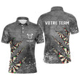 Polo Personnalisé Darts Team - Design Éclaté Gris Avec Détails Dartboard – AL12062430 - Polo Homme