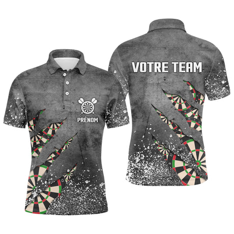 Polo Personnalisé Darts Team - Design Éclaté Gris Avec Détails Dartboard – AL12062430 - Polo Homme