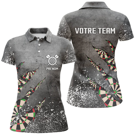 Polo Personnalisé Darts Team - Design Éclaté Gris Avec Détails Dartboard – AL12062430 - Polo Femme