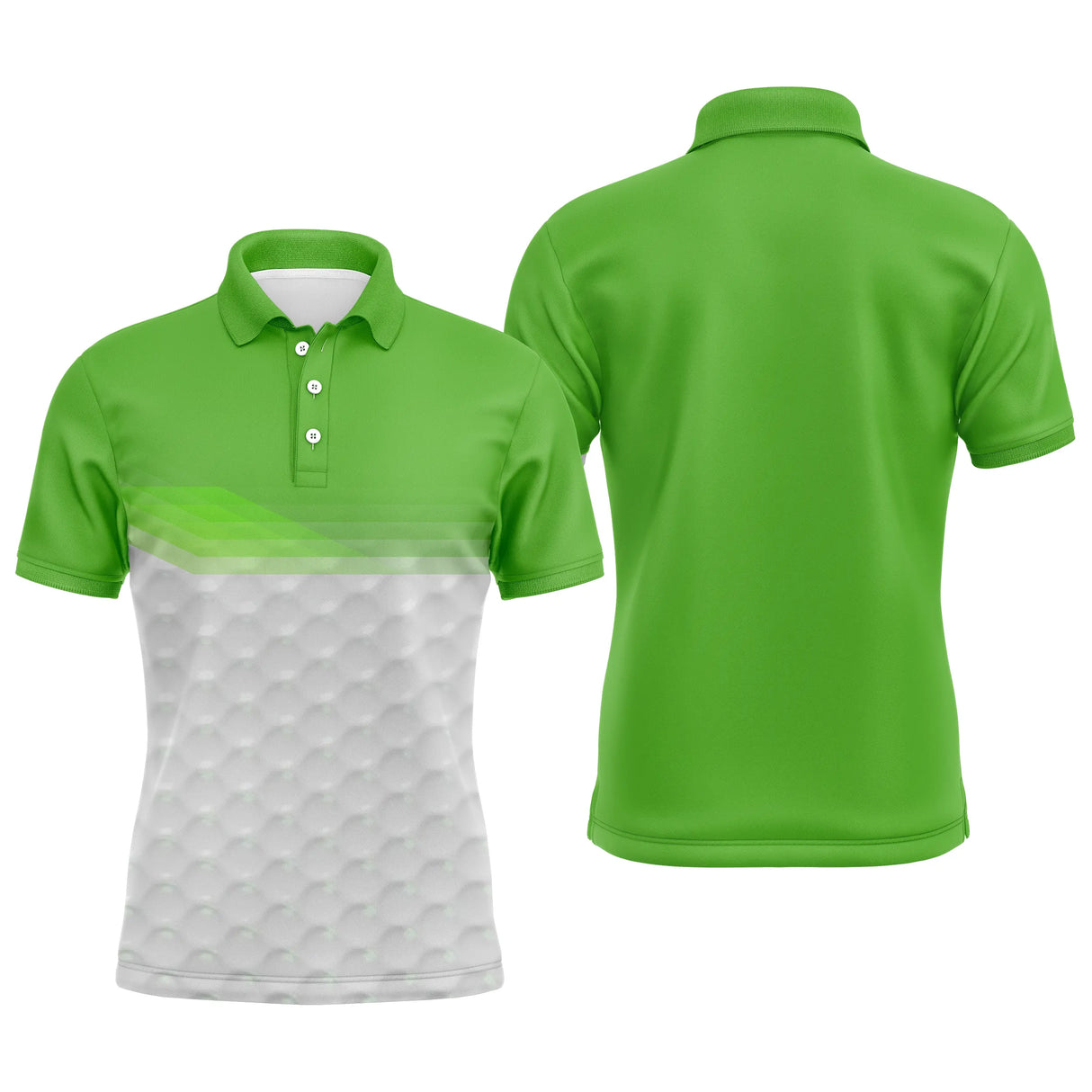 Polo sport homme jaune lumineux haut uni bas dégradé balle de golf blanche vague sombre coupe ajustée