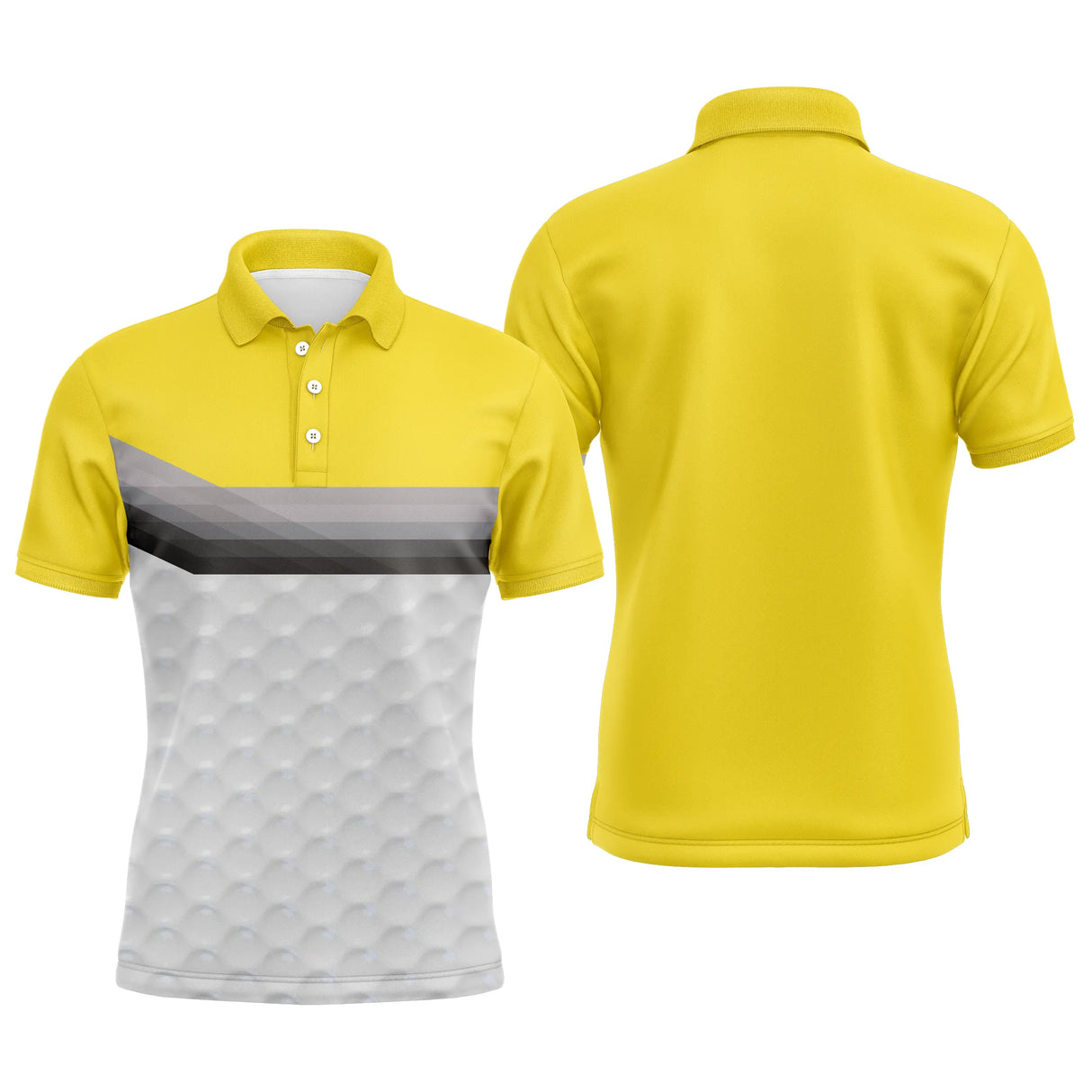 Polo sport homme vert prairie haut uni bas dégradé balle de golf blanche vague sombre coupe ajustée