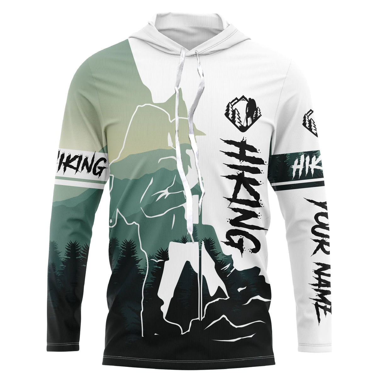 T-shirt randonnée variante avec silhouette montagne, prénom personnalisé