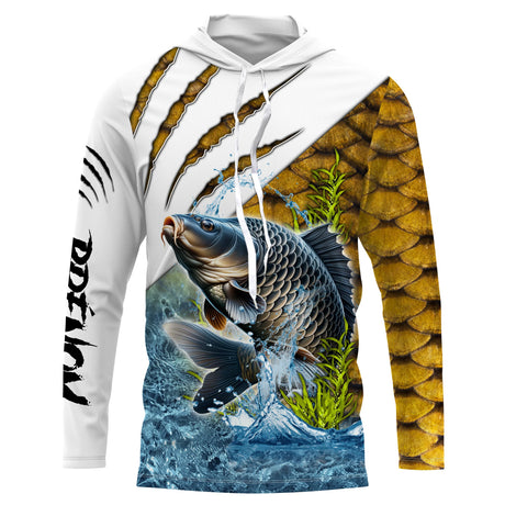 Maillot Pêche De La Carpe, Cadeau Personnalisé Pêcheur - CT17122243 Anti UV T-shirt à Capuche Unisexe