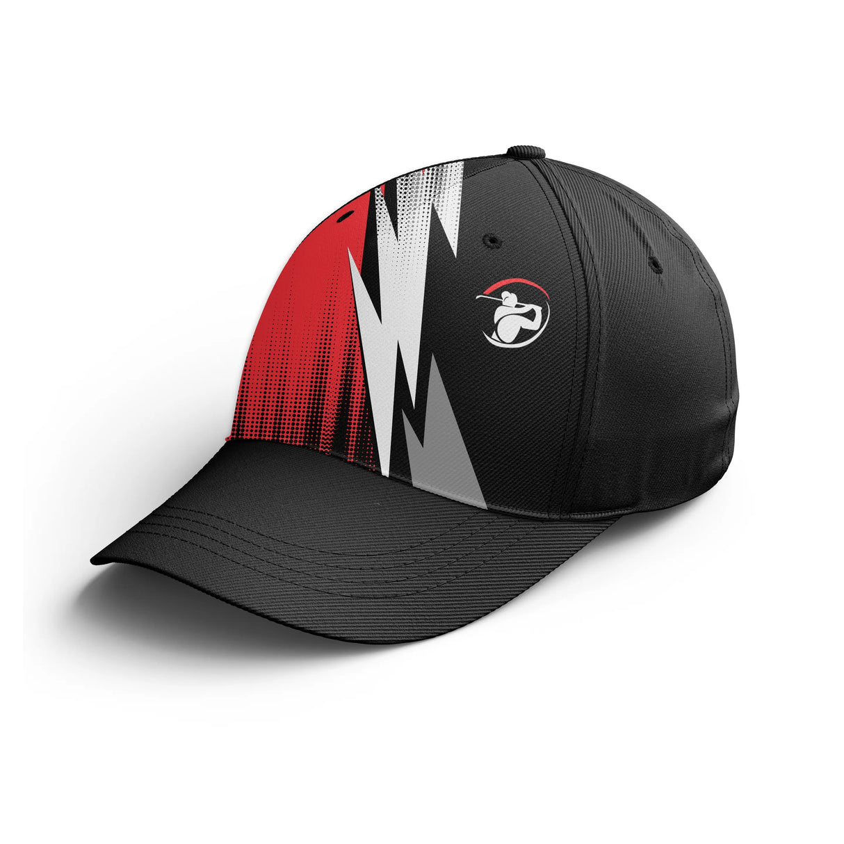 Casquette golf rouge blanc noir éclats dynamiques sport unisexe parcours golfeur