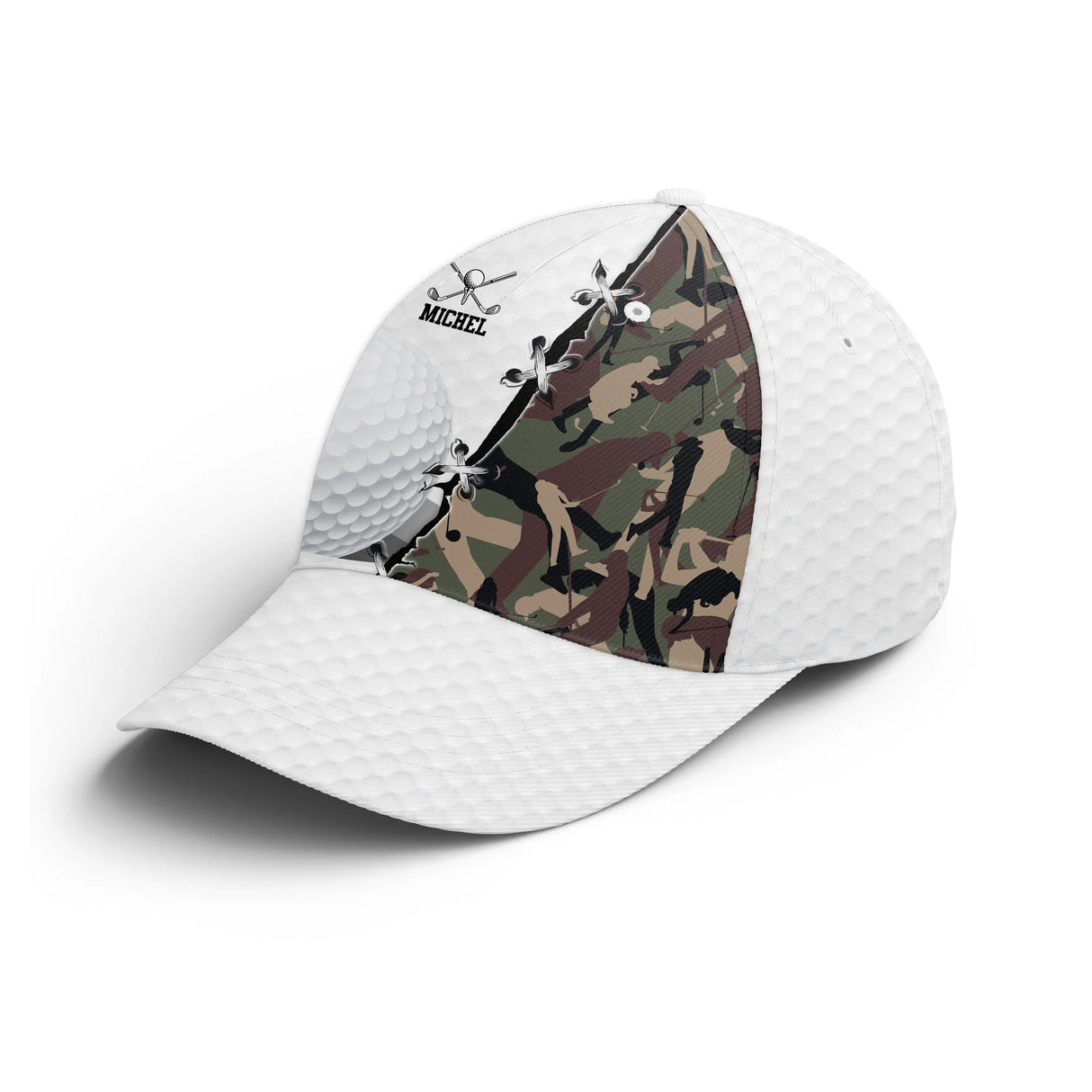 Casquette golf sable camouflage golfeur prénom broderie côté unisexe personnalisée