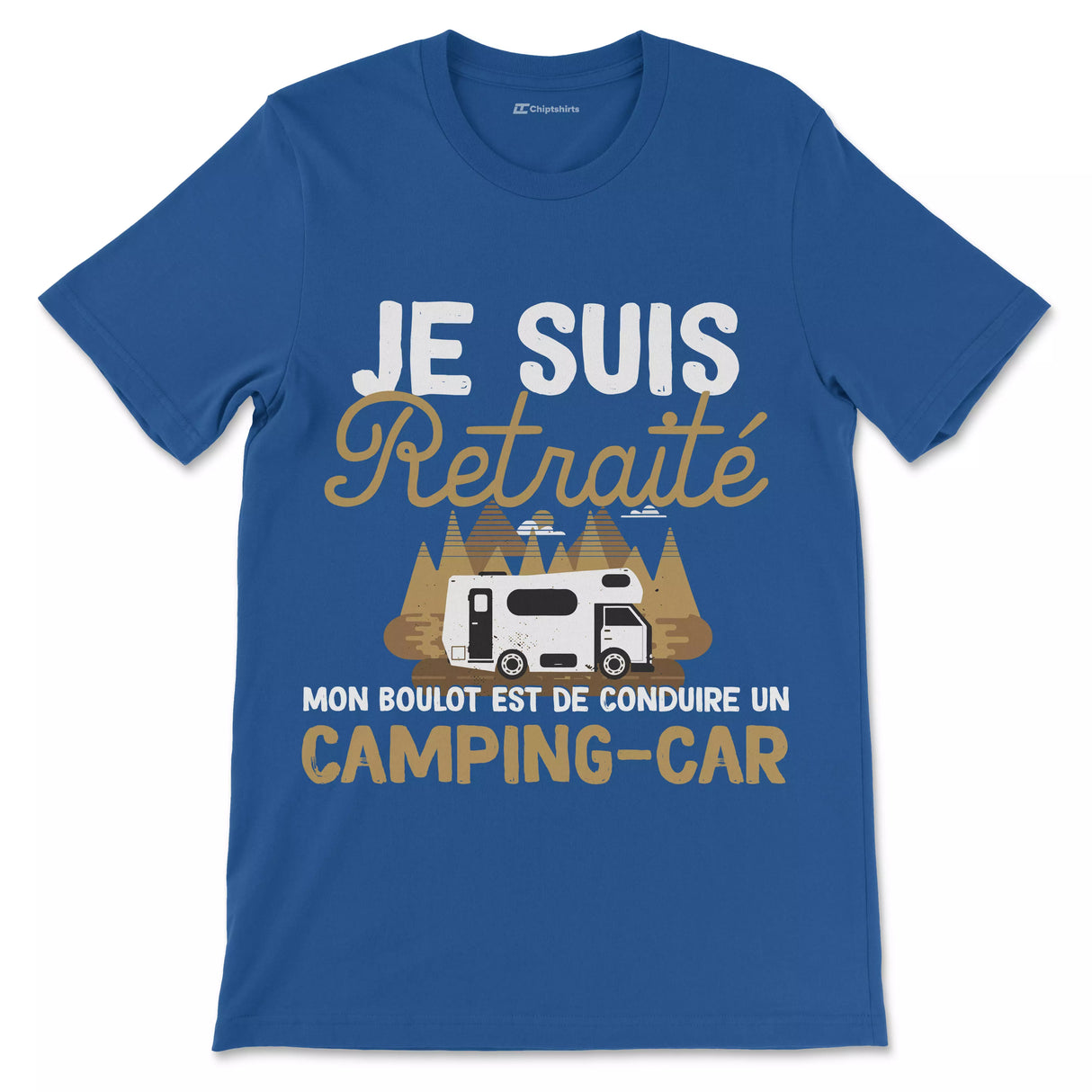 T-shirt cadeau retraite camping-car noir motif vintage dorée message Je suis Retraité conduire camping-car homme